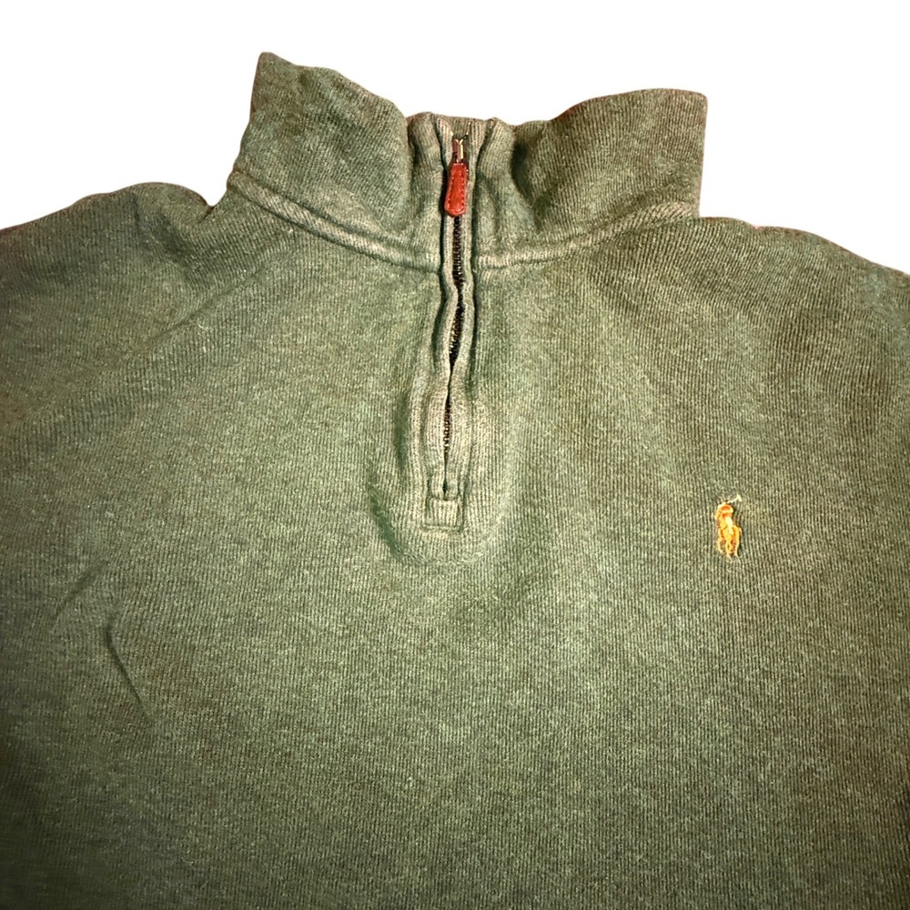 Polo Ralph Lauren Estate Rib Quarter Zip Pullover Green Mens XL Cotton Sweater